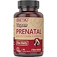 DEVA Vegan Prenatal Multivitamin and Mineral Supplement - Once-Per-Day Formula - Vitamins A, C, D, E, K, B Complex, with Folate & Chelated Iron - 90 Coated Tablets, 1-Pack