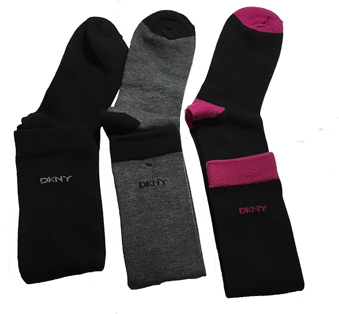 DKNY Womens Knee High Boot Socks, 3 Pair, Size 59, Black