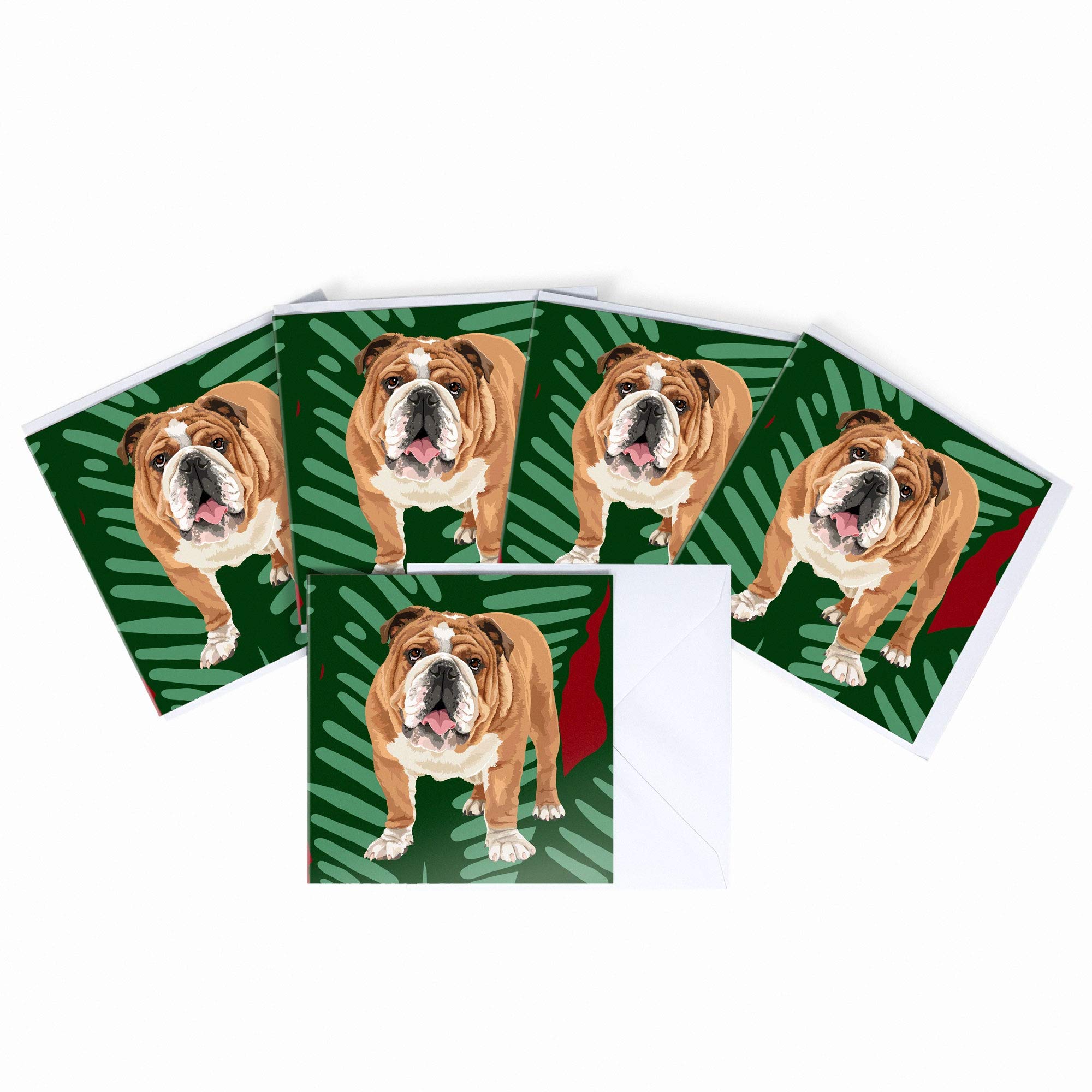 Bulldog Blank Greeting Card by Leslie Gerry - Pack of 5 Multipack