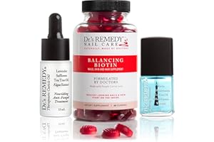 DR.'S REMEDY Dr’s Remedy 3 Pack Nail Polish Treatment Kit, HELPFUL Healing Trio, All Natural Enriched Nail Strengthener Non Toxic and Organic - CARESS Cuticle Oil/Hydration Nail Moisture/BALANCING Biotin Supplement