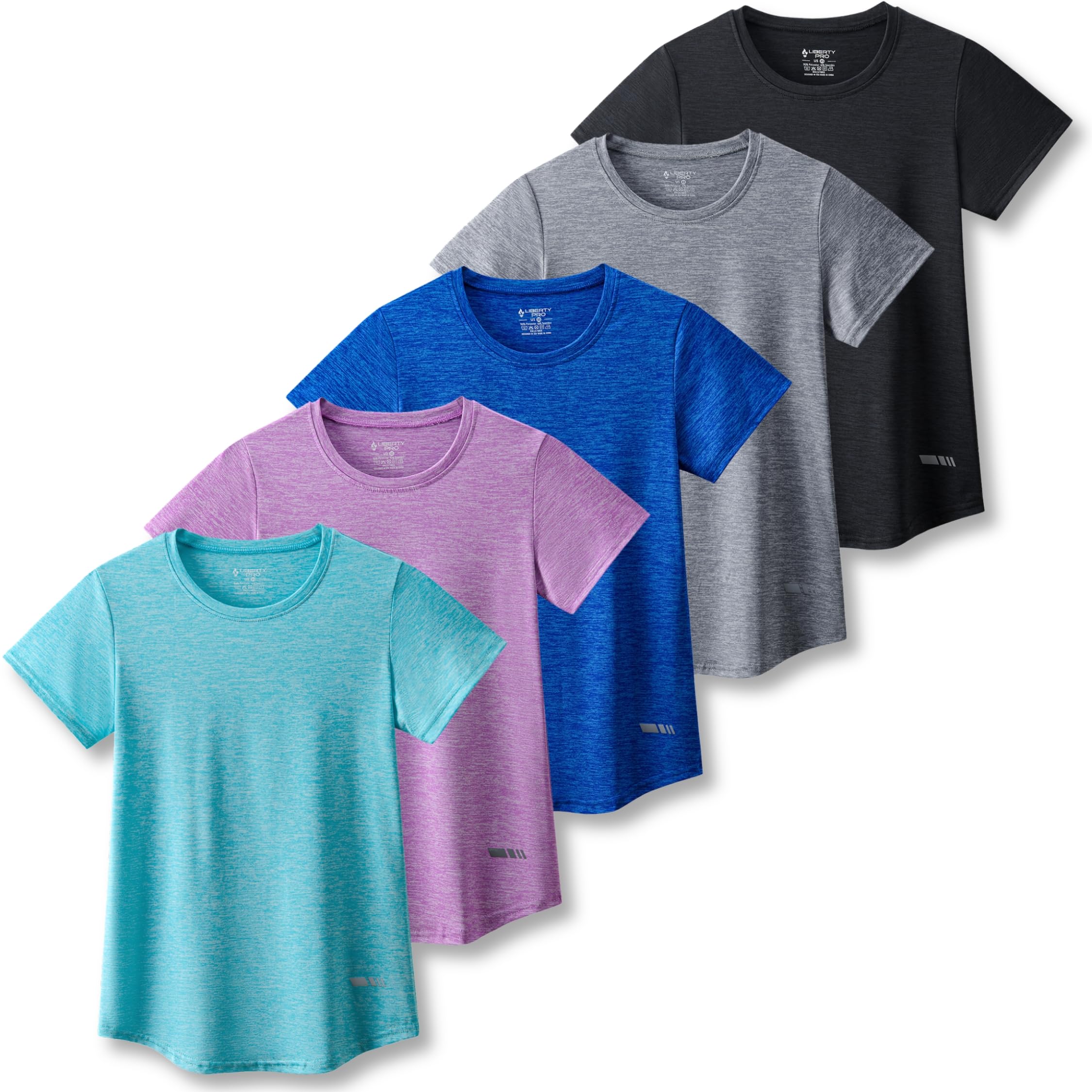 Photo 1 of 1: Women's Dry Fit Short Sleeve T Shirts, Athletic Workout Tee Tops for Gym Yoga Running (Set 8, Medium)