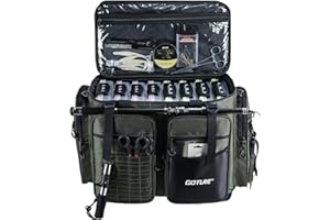 Goture 59L Large Fishing Tackle Bag, 3-Layer 1680D Water Resistant 1680D Fishing Bag, Handheld & Single-Shoulder, Store Up to
