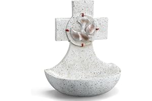 Bucherry Holy Spirit Resin Cross Holy Water Font 5 Inch Religious Decoration for Home Church Baptism Gift