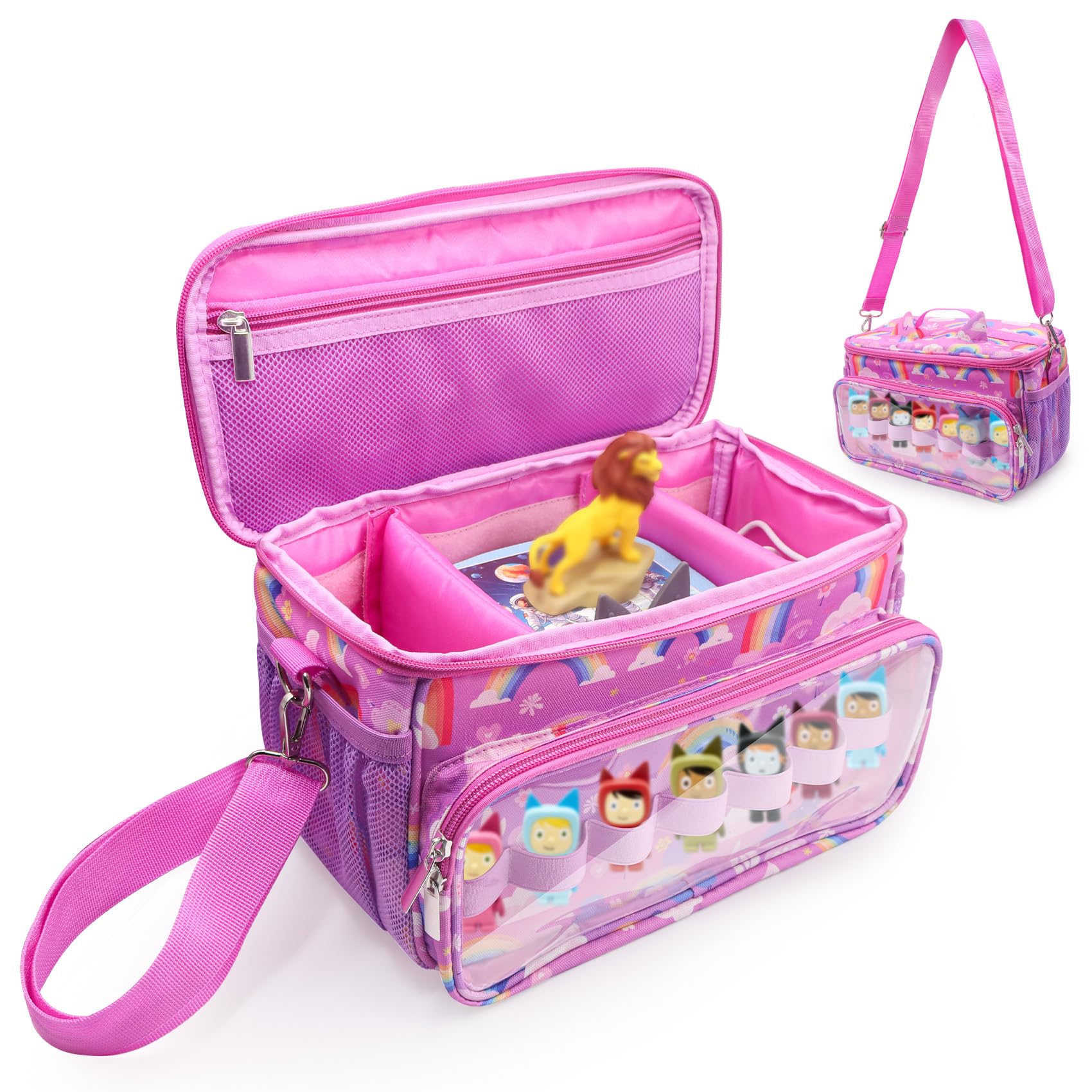 Photo 1 of Taladad for Tonies Carrying Case, Toniebox 1 2 Case for Tonies Figures,Tonie Characters, Tonies Storage and Organizer with Shoulder Strap,Tonies Box Starter Set,Toniebox 2 Audio Player Bundle (Pink)