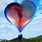 DJUAN Wind Spinners Outdoor Garden Decor 12inch Blue-Orange Love Heart Hanging Wind Spinner Metal Yard Art Decorations Kinetic Wind Sculptures & Spinners Birthday Gifts for Women, Mom, Grandma