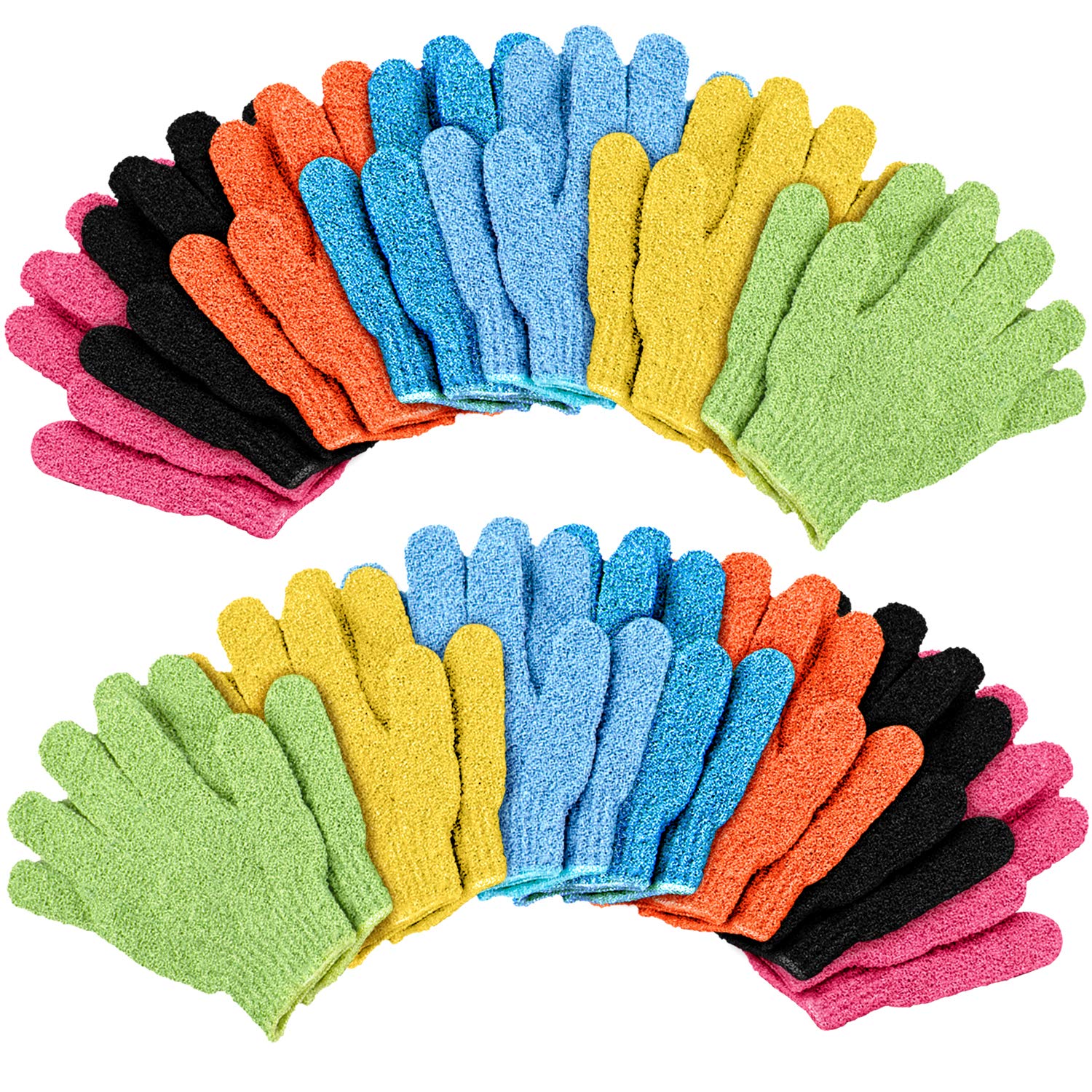Duufin 14 Pairs Exfoliating Gloves Body Scrubber Bath Glove Scrubbing Gloves for Shower, Spa, Massage, Dead Skin Cell Remover, 7 Colours