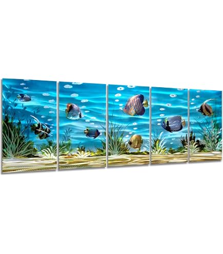 thumbnail image 2 of Aazon.co: SYGALLERIER Abstract Coastal Etal Wall Art Handcrafted Big 2 of 9