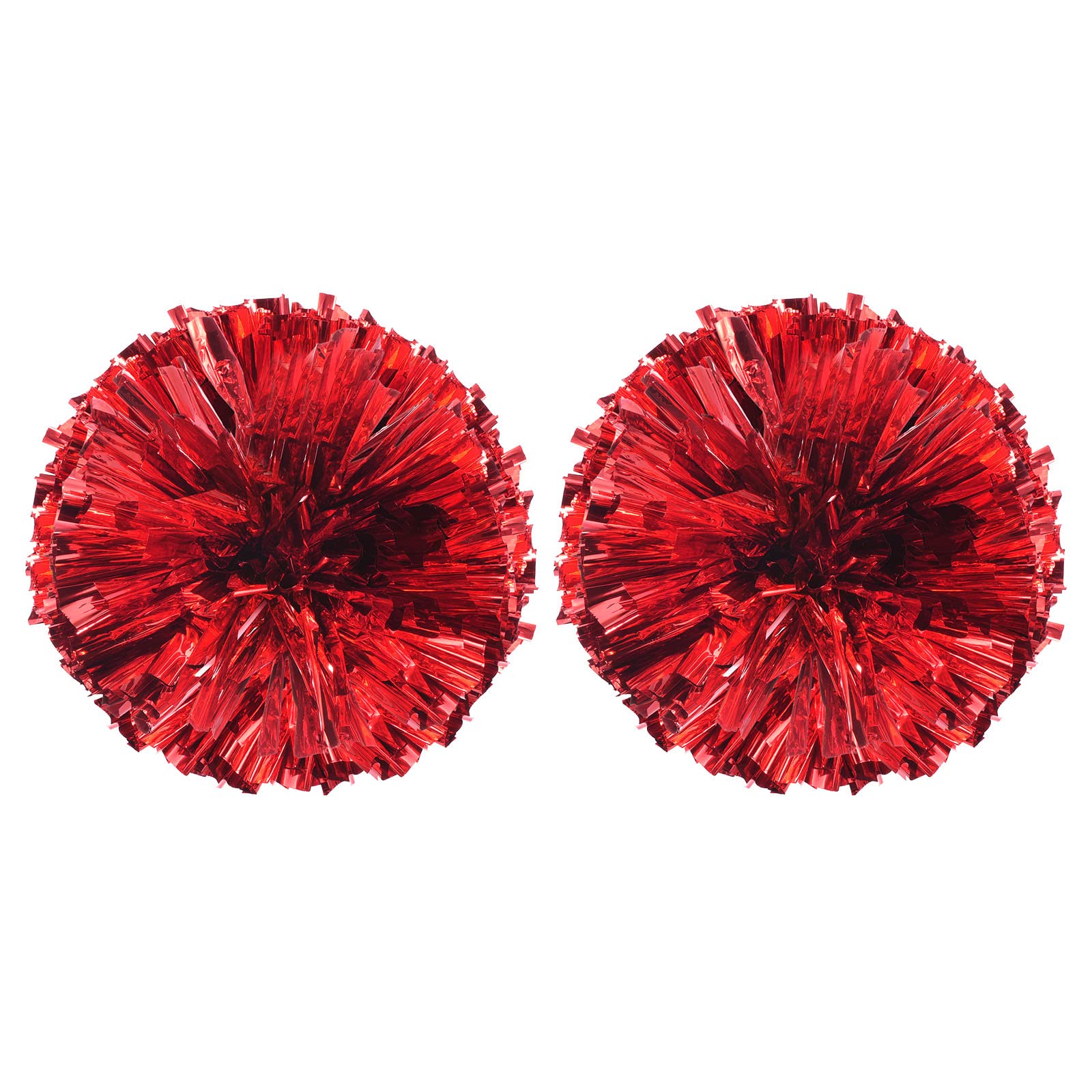 PATIKIL Cheerleading Pom Poms, 2 Pack PET Cheer Pom with Finger Holes for Sport Game Team Spirit Fun Dance Stage Events, Red