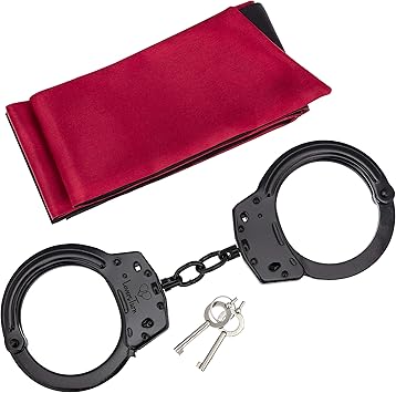 Amazon 手錠と目隠しセット 10 大きい 警察グレードの手錠 ダブルロックで手首に血行の損失を防止 Lovers Turn タックルボックス