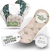 Non-Slip, Organic Cotton Reusable Menstrual Pads for Teen Girls (6 Pack S+M) - Leak Proof & Odor Free Cloth Period Pads - High-Temp Washable, Breathable & Skin-Safe for First Period Day Confidence