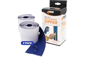 Tiger Tough Products Heavy Duty, Airtight Seal, Peel & Stick Double Sided Zipper for Professional & Home Containment of Dust & Debris (Pack of 2) by Tiger Tough