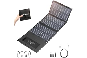 Enginstar 22W Portable Solar Panel for Power Station Solar Charger for Solar Generator Foldable Solar Panel for Camping RV Trip, QC3.0 USB Ports & DC Output, Compatible with iPhone Ipad, Laptop etc