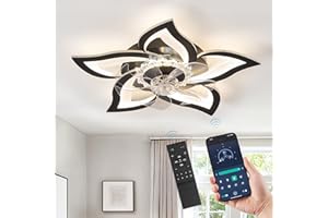 LEDIARY Flower Ceiling Fans with Lights, Small 27 Inch Modern Low Profile Ceiling Fan, Dimmable LED Ceiling Light Fixture, Fl