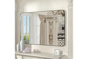 SNUGACE Black Metal Framed Mirror Rectangle Wall Mount Bathroom Vanity Mirror, 24” X 36”