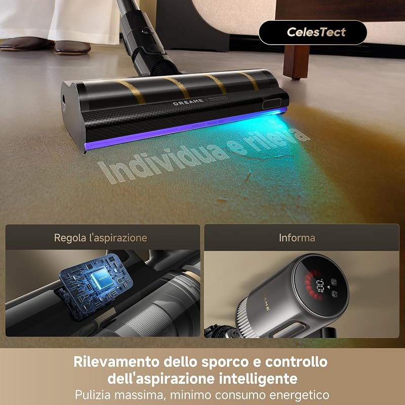 V20 Aspirapolvere senza Fili, 24.000 Pa/210 AW, Pulizia Bordi 0 mm