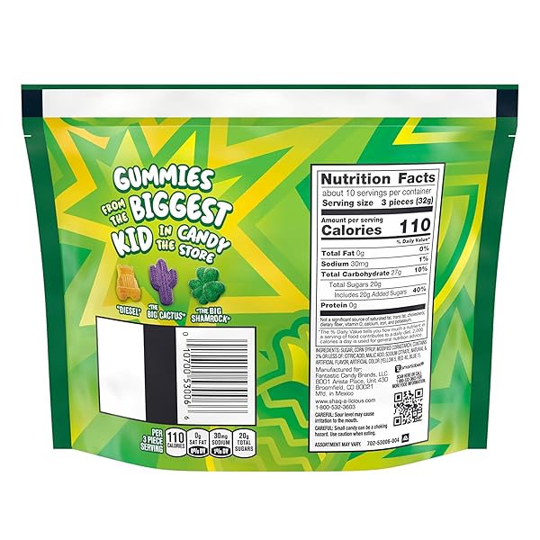 SHAQ-A-LICIOUS XL GUMMIES SOUR CHEWY, CANDY BAG, 11.8 OZ