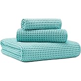 MICROFI New Microfiber Waffle Bath Towels, 3 Pieces, Oversized, Soft, Absorbent, Fast Drying, Lint Free, Includes Bath, Face and Hand Towels 430 GSM