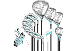 PGM Women's Oversea 9/12 Pieces Complete Golf Club Set with High-Strength Thin Face Design 460cc Driver