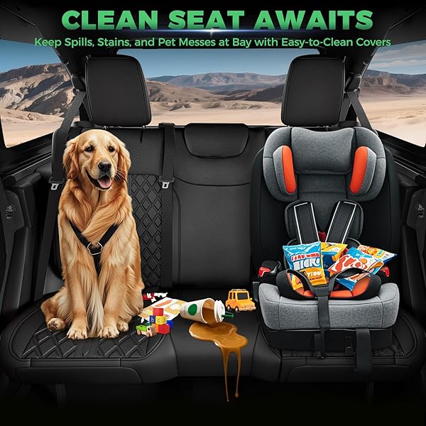 RIDEPOSH FOR JEEP WRANGLER SEAT COVERS JL 4 DR WITHOUT REAR CUP HOLDER 2018 2019 2020 2021 2022 2023 2024 2025 2026, CUSTOM FIT CAR SEAT COVERS FULL SET,WATERPROOF LEATHER SEAT PROTECTOR,BLACK