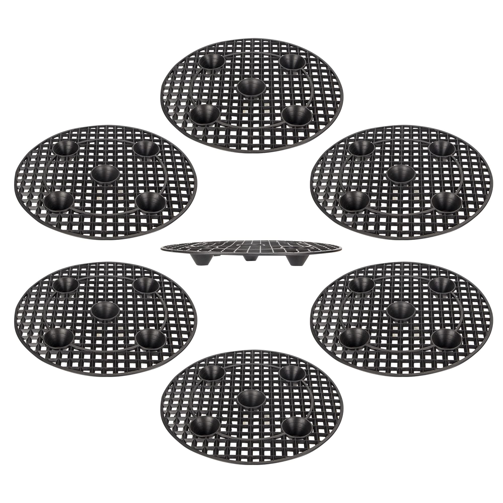 Stormshopping 6 Pcs Plant Level Pot Elevator, Heavy Duty 30 cm / 12 Inch Plant Stand, Black Round Plant Flower Pot Holder Plastic Plant Risers for Indoor Outdoor Garden Deck Floor Protector