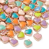 KitBeads 100pcs Enamel Mini Heart Charms - Cute Valentine Kawaii Metal Heart Shape Charms for Jewelry Making