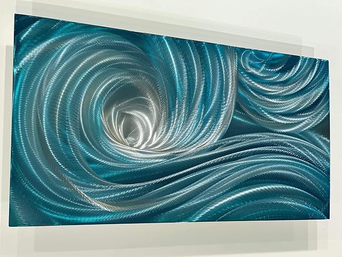 Amazon.com: METAL painting art teal turquoise ocean wave modern elegant
