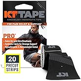KT Tape, Pro Synthetic Kinesiology Athletic Tape, 20 Count, 10&rdquo; Precut Strip