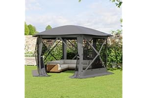 13x13 ft Pop Up Gazebo Screen Tent, Removable Canopy Top, Quick-Set 6-Sided Outdoor Canopy Shelter, Bite-Proof Sun Shade Tent