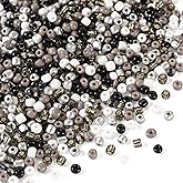 Magibeads 0.22lb 4mm Random Glass Seed Beads 6/0 Mix Rondelle Crystal Pony Beads Bulk Black Brown Seed Bead Kit for Crafts DIY Friendship Bracelets Beading Jewelry Making Supplies