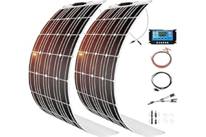 XSCQ Flexible Solar Panels 1200 Watt 12-24 Volt 2Pcs 600W Monocrystalline Semi-Solar Panel Kit Bendable Mono Off-Grid Charger for RV, Camper,Vehicle, Caravan and Other Off Grid Applications