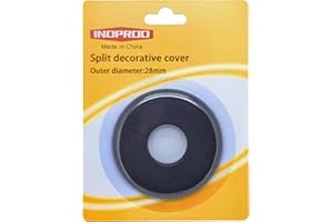 INDPROD Wall Split Flange 1Pc, for 1.1" Outer Diameter Pipe, ABS Round Water Pipe Escutcheon, Black Pipe Cover Decoration, Self-Adhesive Radiator Escutcheon Water Pipe Drain Line Cover Collar (28mm)
