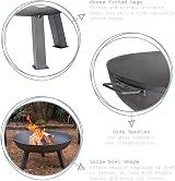 Harbour Housewares 75cm Cast Iron Fire Pit Outdoor Garden Fire Bowl view 3