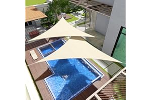 Goleray Sun Shade Sail Triangle 10'x10'x10' Shade Canopy UV Resistant Outdoor Patio Cover for Pergola Backyard Deck Garden Porch Shades, Beige