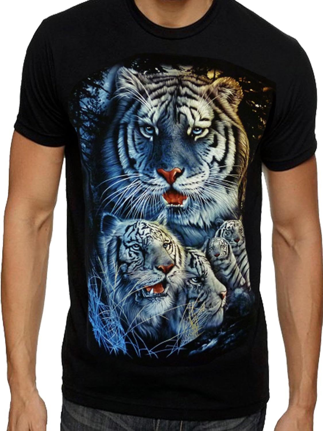 Super Save Direct uk Mens Tiger T Shirts Indian Bengal Tiger White Snow