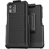 Encased Rugged Belt Case for Moto G Power 5G 2023, Full Body Protective Case with Tempered Screen Protector and Holster Clip (Black)