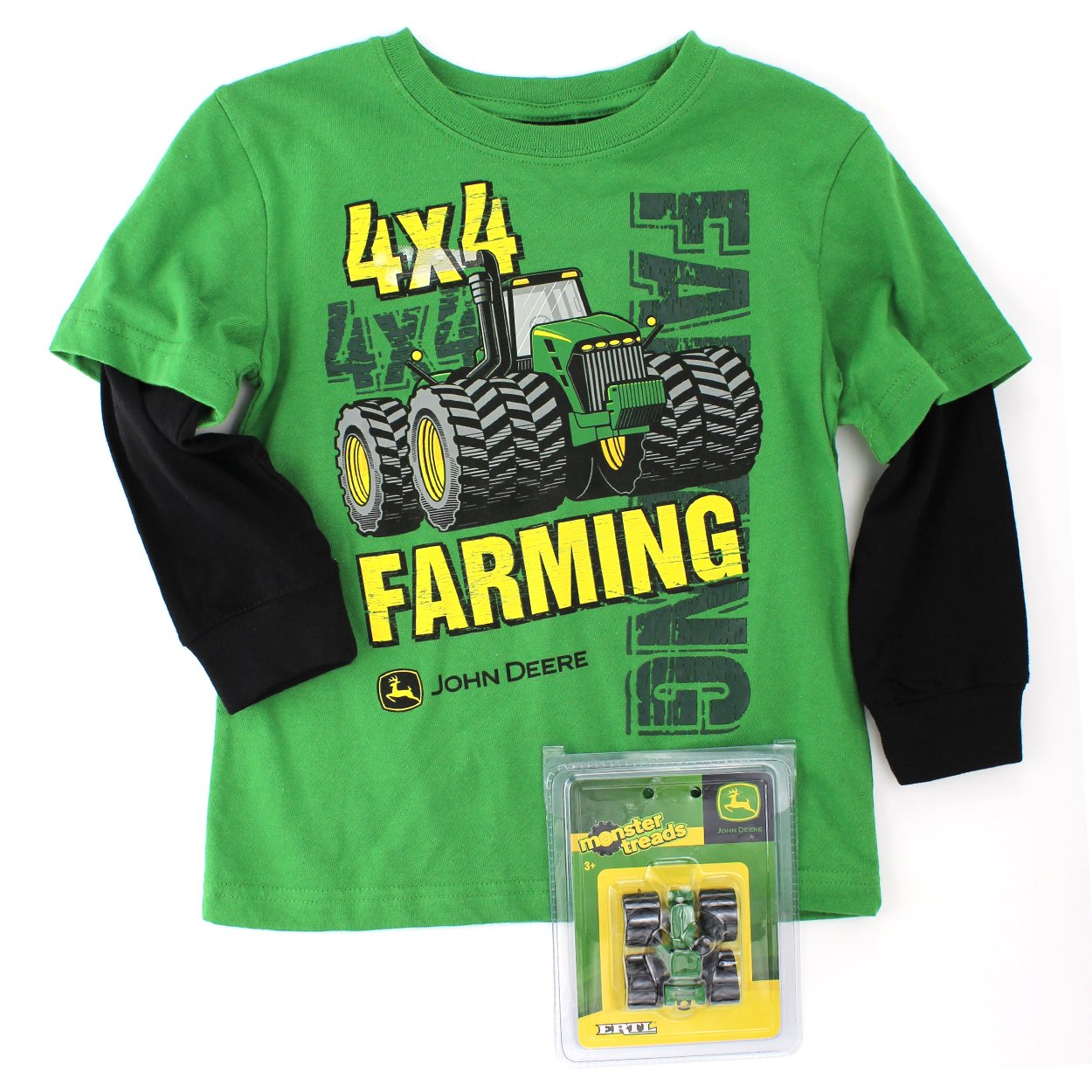 John Deere Boys Green TShirt with Toy Tractor (M (5/6
