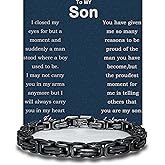 MGOOL To My Son Bracelet From Dad Son Gifts From Mom Graduation Birthday Christmas Father's Day Gifts Message Card&LED Gift Box