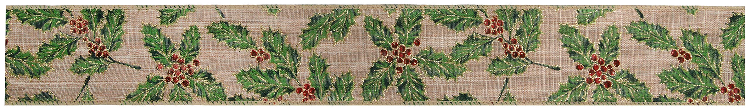 Oaktree UK Eleganza Wired Edge Holly 63mm x 9.1m Design No.379, Natural