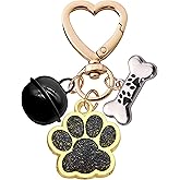 Cute Paw Prints Charm Bell Keychain Pet Key Ring Decor Purse Charms for Handbags Bag Car Keys