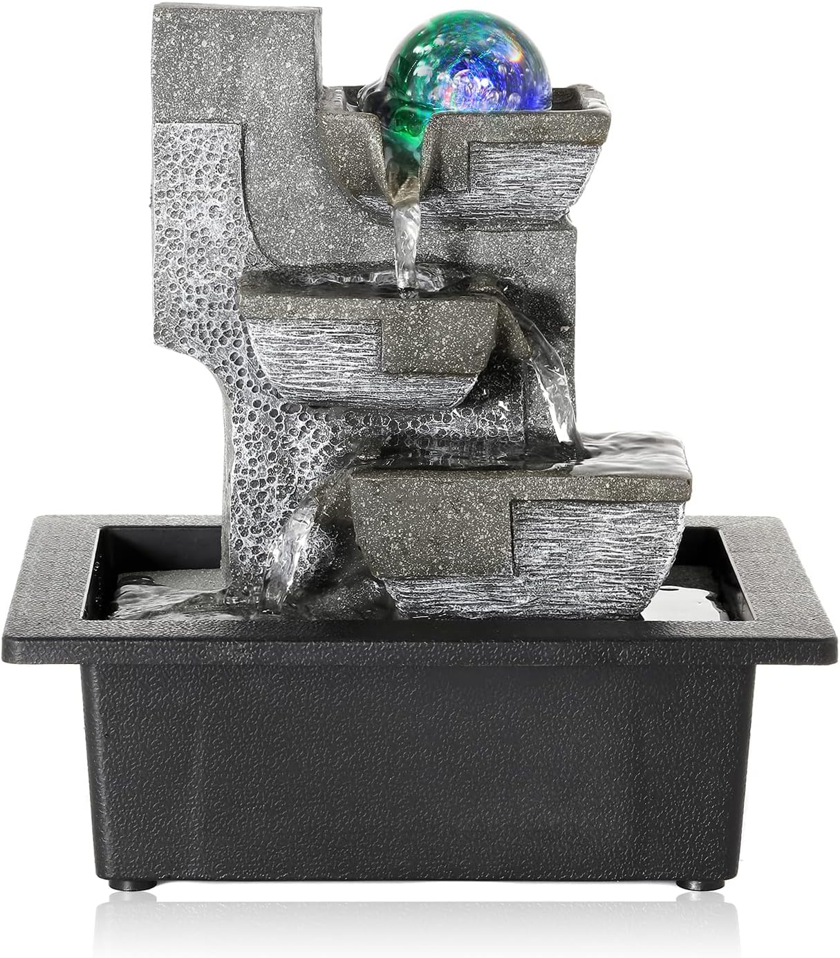 Indoor Fountains & Accessories - Dyna-Living Water Fountains Indoor Desktop Fountain Relaxation Waterfall Indoor Portable Feng Shui Fountain with LED Light Home Decoration