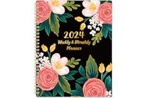FETEULO 2024 Planner - Planner 2024, 2024 Weekly and Monthly Planner, Jan 2024-Dec 2024,8" x 10", 2024 Planner Weekly and Monthly with Tabs, Twin-Wire Binding, Flexible Cover, Thick Paper, Check Boxes -