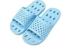 clootess Shower Shoes Slide for Men and Women Holes Bath Slipper Bathroom Sandal Pool Gym College Dorm Non-Slip