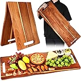 Acacia Large Charcuterie Board, Wood Charcuterie Boards with Handles Foldable Travel 33 x 12 Inch Cheese Boards Serving Board with Food Meat Party Appetizers (Large, Rectangular)