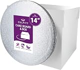 Culpitt 14-Inch Round Silver Cake Drum & Tall White Box Set view 1