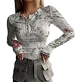 domirica Long Sleeve Casual Long Sleeves Women 2025 Henley T Shirts Button Down Slim Fit Casual Tops Graphic Regular Shirt