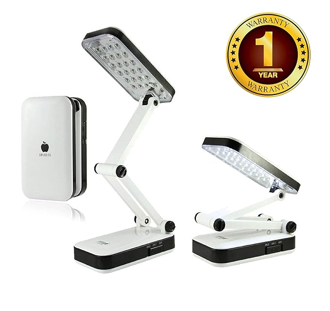 Azacus DP 666 Portable Eye Protection Led Desk Lamp - Foldable & Rechargeable 2 Brightness Settings Emergency Light (Multicolor, 24 Leds)