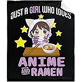 Microfiber Flannel Throw Blanket Just A Girl Who Loves Anime and Ramen Super Soft Cozy Lightweight Summer Quilt Perfect for Bed Sofa-50"x40" Small for Kids
