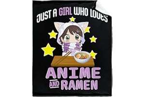 JOJIZAIO Microfiber Flannel Throw Blanket Just A Girl Who Loves Anime and Ramen Super Soft Cozy Lightweight Summer Quilt Perfect for Bed Sofa-60"x50" Medium for Teen