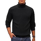 Cotrasen Men's Knit Turtleneck Sweater Ribbed Long Sleeve Solid Pullover Sweater Casual Winter Thermal Sweater Tops