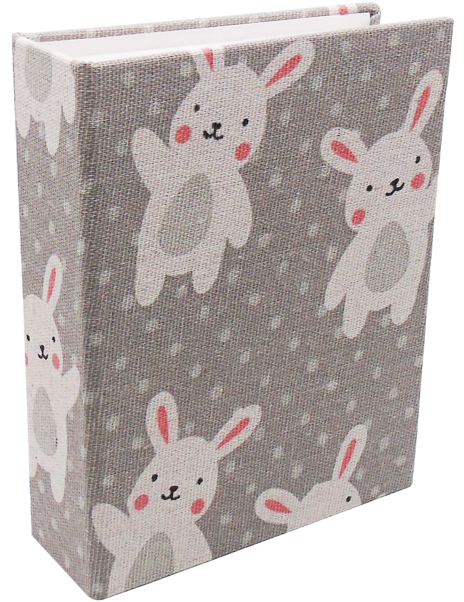 Dankeler Small Photo Album for Kids, 100 Pockets 4x6 Bookshelf Baby Picture Album, Slip-in Linen Cover Photo Book for Family(Rabbit)